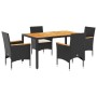 Set de comedor jardín 5 pzas con cojines ratán PE acacia negro de vidaXL, Conjuntos de jardín - Ref: Foro24-3278629, Precio: ...