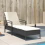 Sun lounger with black synthetic rattan cushion 63x200x81 cm by vidaXL, Loungers - Ref: Foro24-368299, Price: 157,38 €, Disco...