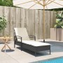 Sun lounger with black synthetic rattan cushion 63x200x81 cm by vidaXL, Loungers - Ref: Foro24-368299, Price: 157,38 €, Disco...