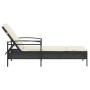 Sun lounger with black synthetic rattan cushion 63x200x81 cm by vidaXL, Loungers - Ref: Foro24-368299, Price: 157,38 €, Disco...