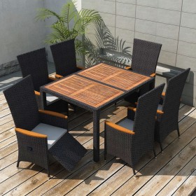 Garten-Essgruppe, 7-teilig, synthetisches Rattan und schwarzes Holz von vidaXL, Gartensets - Ref: Foro24-47681, Preis: 644,99...