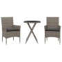 Small table and chairs with 3-piece synthetic rattan cushions and gray glass. by vidaXL, Garden sets - Ref: Foro24-3278750, P...