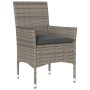 Small table and chairs with 3-piece synthetic rattan cushions and gray glass. by vidaXL, Garden sets - Ref: Foro24-3278750, P...