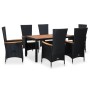 Set comedor de jardín 7 piezas ratán sintético y madera negro de vidaXL, Conjuntos de jardín - Ref: Foro24-47681, Precio: 645...