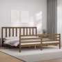 Honey brown solid wood bed frame with headboard by vidaXL, Beds and slatted bases - Ref: Foro24-3193874, Price: 182,42 €, Dis...