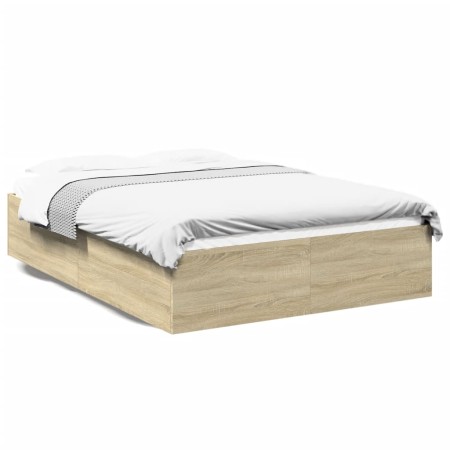 Sonoma oak engineered wood bed frame 140x190 cm by vidaXL, Beds and slatted bases - Ref: Foro24-3281030, Price: 115,99 €, Dis...