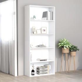 5-level white plywood bookshelf 80x30x189cm by vidaXL, Bookcases and shelves - Ref: Foro24-801026, Price: 125,88 €, Discount: %