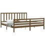 Honey brown solid wood bed frame with headboard by vidaXL, Beds and slatted bases - Ref: Foro24-3193874, Price: 182,42 €, Dis...