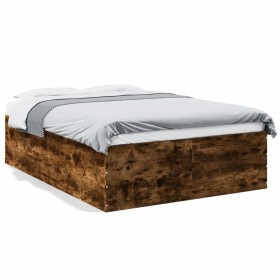 Smoked oak engineered wood bed frame 140x200cm by vidaXL, Beds and slatted bases - Ref: Foro24-3280927, Price: 139,50 €, Disc...