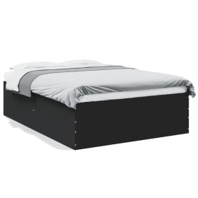 Black engineered wood bed frame 140x190 cm by vidaXL, Beds and slatted bases - Ref: Foro24-3280938, Price: 139,60 €, Discount: %