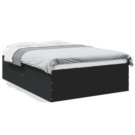 Black engineered wood bed frame 140x190 cm by vidaXL, Beds and slatted bases - Ref: Foro24-3280938, Price: 139,40 €, Discount: %