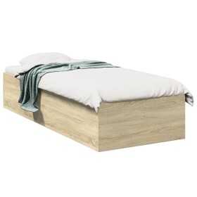 Sonoma oak engineered wood bed frame 90x200 cm by vidaXL, Beds and slatted bases - Ref: Foro24-3281058, Price: 89,99 €, Disco...