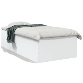 White engineered wood bed frame 90x200 cm by vidaXL, Beds and slatted bases - Ref: Foro24-3280965, Price: 108,99 €, Discount: %