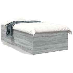 Estructura de cama madera de ingeniería gris Sonoma 75x190 cm de vidaXL, Camas y somieres - Ref: Foro24-3280984, Precio: 99,9...