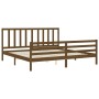 Honey brown solid wood bed frame with headboard by vidaXL, Beds and slatted bases - Ref: Foro24-3193874, Price: 182,42 €, Dis...