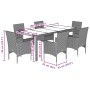 Set comedor jardín 7 pzas cojines ratán sintético vidrio negro de vidaXL, Conjuntos de jardín - Ref: Foro24-3278547, Precio: ...