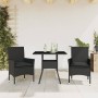 Garden dining set, 3 pieces, with synthetic rattan cushions and black glass. by vidaXL, Garden sets - Ref: Foro24-3278601, Pr...