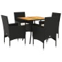 5-piece garden dining set with black PE rattan cushions and acacia wood. by vidaXL, Garden sets - Ref: Foro24-3278710, Price:...