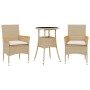 Set comedor jardín 3 pzas cojines ratán sintético vidrio beige de vidaXL, Conjuntos de jardín - Ref: Foro24-3278725, Precio: ...