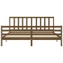 Honey brown solid wood bed frame with headboard by vidaXL, Beds and slatted bases - Ref: Foro24-3193874, Price: 182,42 €, Dis...