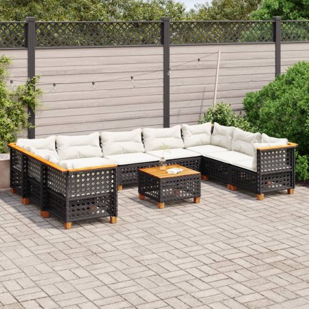 Set Gartensofas 10 Stück Kissen synthetisches Rattan schwarz von vidaXL, Gartensets - Ref: Foro24-3261986, Preis: 772,69 €, R...