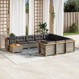 Garden sofa set 11 pieces and gray synthetic rattan cushions by vidaXL, Garden sets - Ref: Foro24-3262056, Price: 810,58 €, D...