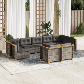 Garden furniture set 9 pieces and gray synthetic rattan cushions by vidaXL, Garden sets - Ref: Foro24-3261990, Price: 687,81 ...