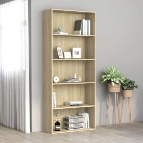 5-tier oak-colored plywood shelf 80x30x189cm by vidaXL, Bookcases and shelves - Ref: Foro24-801029, Price: 101,99 €, Discount: %