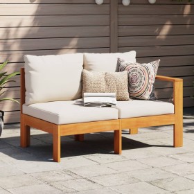 Garden sofa with 1 armrest, 2 seats, solid acacia wood. by vidaXL, Modular outdoor sofas - Ref: Foro24-367624, Price: 182,94 ...