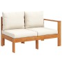 Garden sofa with 1 armrest, 2 seats, solid acacia wood. by vidaXL, Modular outdoor sofas - Ref: Foro24-367624, Price: 183,51 ...