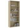 5-tier oak-colored plywood shelf 80x30x189cm by vidaXL, Bookcases and shelves - Ref: Foro24-801029, Price: 112,92 €, Discount: %