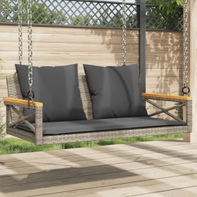 Schaukelbank mit Kissen synthetisches Rattangrau 109x62x40 cm von vidaXL, Gartenbänke - Ref: Foro24-368156, Preis: 123,61 €, ...