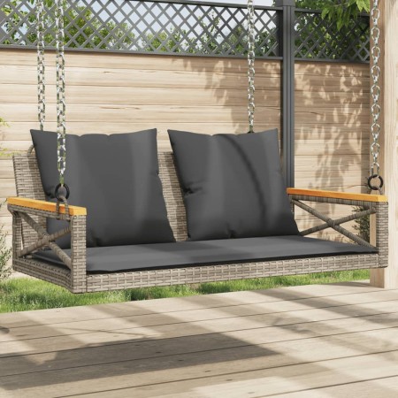 Schaukelbank mit Kissen synthetisches Rattangrau 109x62x40 cm von vidaXL, Gartenbänke - Ref: Foro24-368156, Preis: 123,49 €, ...