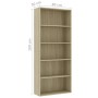 5-tier oak-colored plywood shelf 80x30x189cm by vidaXL, Bookcases and shelves - Ref: Foro24-801029, Price: 112,92 €, Discount: %