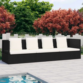 Garden sofa with black synthetic rattan cushions by vidaXL, Loungers - Ref: Foro24-49391, Price: 240,95 €, Discount: %