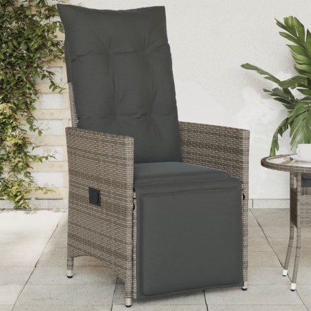 Reclining garden armchair with gray synthetic rattan cushions by vidaXL, Garden chairs - Ref: Foro24-365661, Price: 145,04 €,...