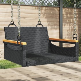 Black synthetic rattan swing bench 63x62x40 cm by vidaXL, garden benches - Ref: Foro24-368161, Price: 69,99 €, Discount: %