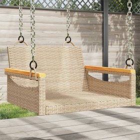 Beige synthetic rattan swing bench 63x62x40 cm by vidaXL, garden benches - Ref: Foro24-368163, Price: 74,99 €, Discount: %