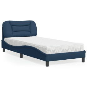 Bed with blue fabric mattress 90x190 cm by vidaXL, Beds and slatted bases - Ref: Foro24-3208505, Price: 278,99 €, Discount: %