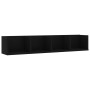 Black plywood wall-mounted CD shelf 100x18x18 cm by vidaXL, Shelves and shelves - Ref: Foro24-801320, Price: 33,53 €, Discoun...