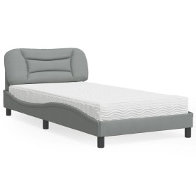 Bett mit hellgrauer Stoffmatratze 100x200 cm von vidaXL, Betten und Lattenroste - Ref: Foro24-3208513, Preis: 292,99 €, Rabat...