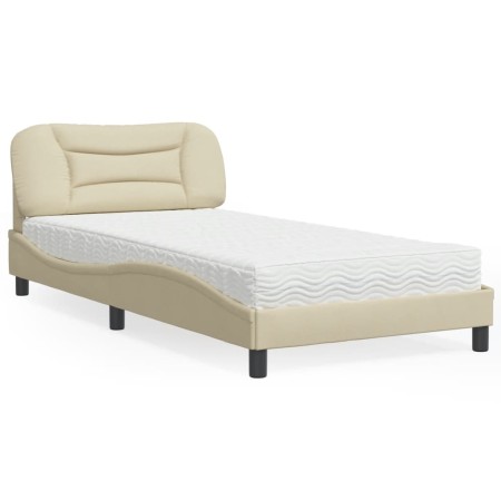 Cama con colchón tela color crema 100x200 cm de vidaXL, Camas y somieres - Ref: Foro24-3208518, Precio: 311,24 €, Descuento: %