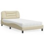 Cama con colchón tela color crema 100x200 cm de vidaXL, Camas y somieres - Ref: Foro24-3208518, Precio: 311,24 €, Descuento: %