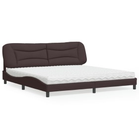 Bed with dark brown fabric mattress 200x200 cm by vidaXL, Beds and slatted bases - Ref: Foro24-3208558, Price: 519,28 €, Disc...