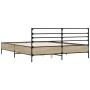 Estructura cama madera ingeniería metal roble Sonoma 150x200 cm de vidaXL, Camas y somieres - Ref: Foro24-3280048, Precio: 14...