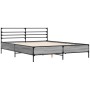 Estructura cama madera ingeniería metal gris Sonoma 160x200 cm de vidaXL, Camas y somieres - Ref: Foro24-3280055, Precio: 161...