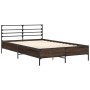 Estructura cama madera ingeniería metal marrón roble 140x190 cm de vidaXL, Camas y somieres - Ref: Foro24-3280081, Precio: 14...