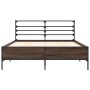 Estructura cama madera ingeniería metal marrón roble 140x190 cm de vidaXL, Camas y somieres - Ref: Foro24-3280081, Precio: 14...