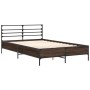 Estructura cama madera ingeniería metal marrón roble 135x190 cm de vidaXL, Camas y somieres - Ref: Foro24-3280076, Precio: 14...