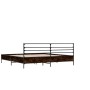 Estructura cama madera ingeniería metal marrón roble 135x190 cm de vidaXL, Camas y somieres - Ref: Foro24-3280076, Precio: 14...